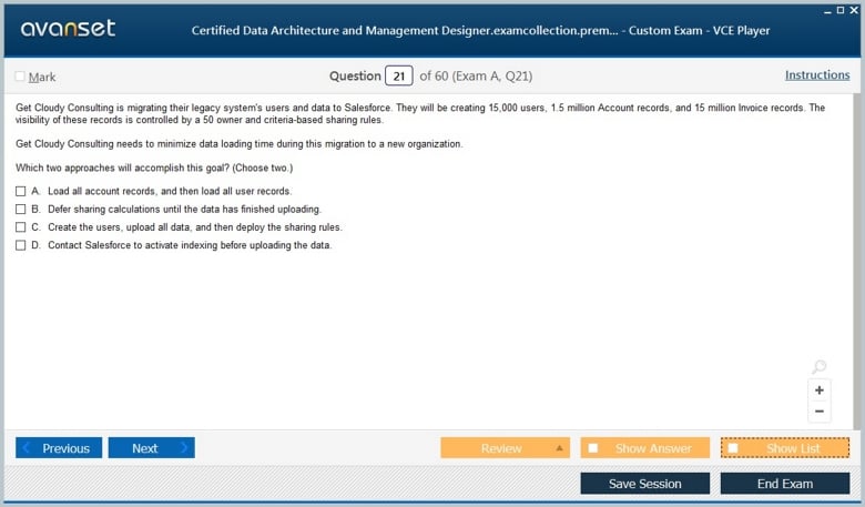 Certified Data Architecture and Management Designer Premium VCE Screenshot #3